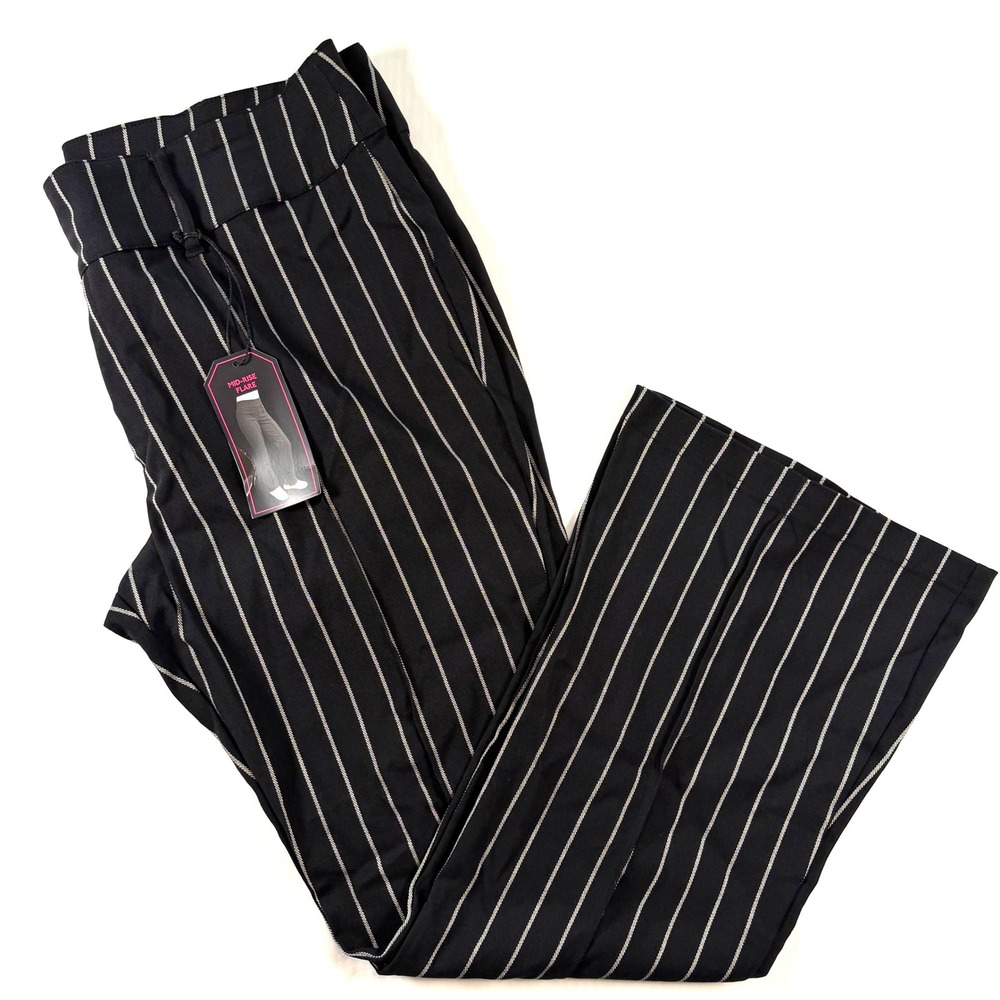 NWT Black Pinstripe Flare Bootcut Office Siren Y2K No Boundaries Size 19